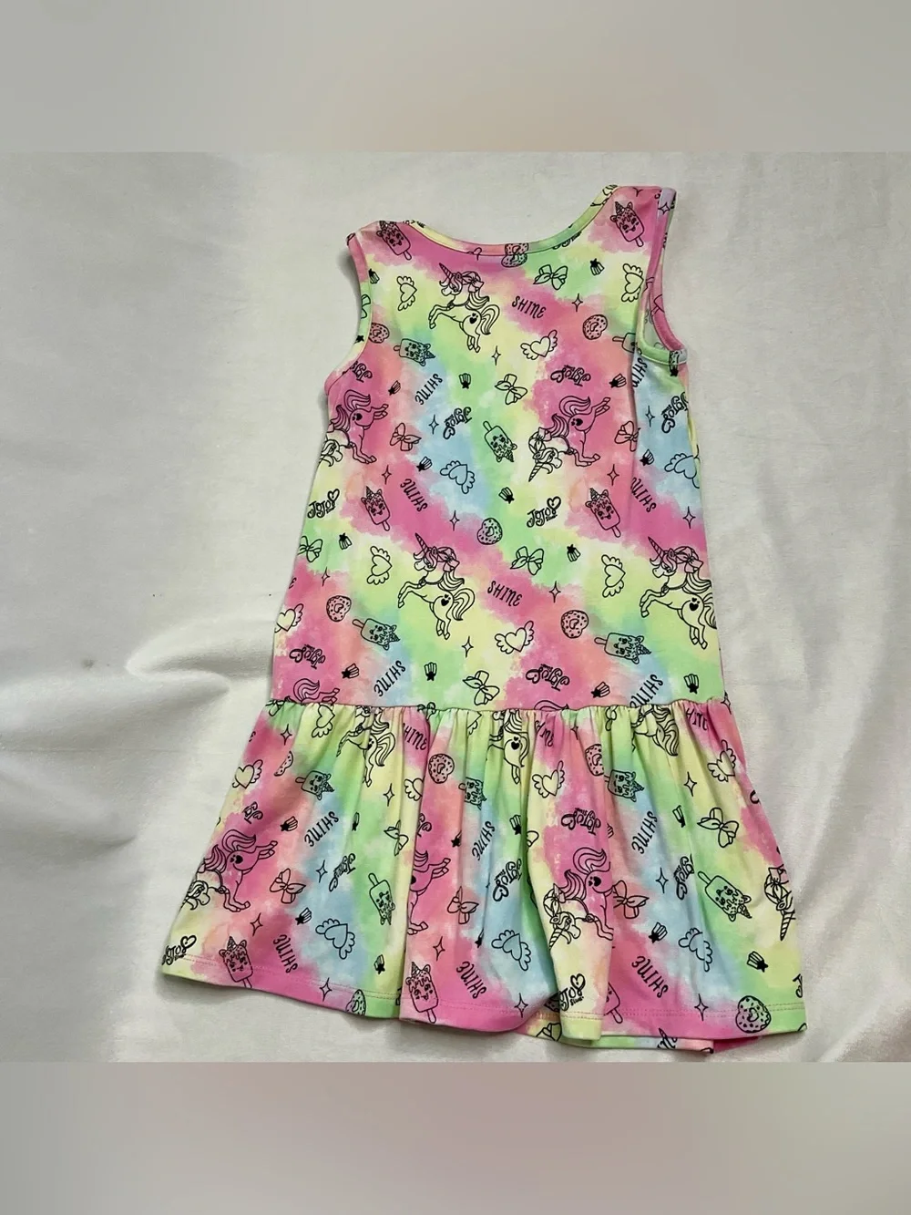 Nickelodeon JoJo Siwa Dress Girls  Sleeveless Tie Dye Rainbow Unicorn Size 6/6x
